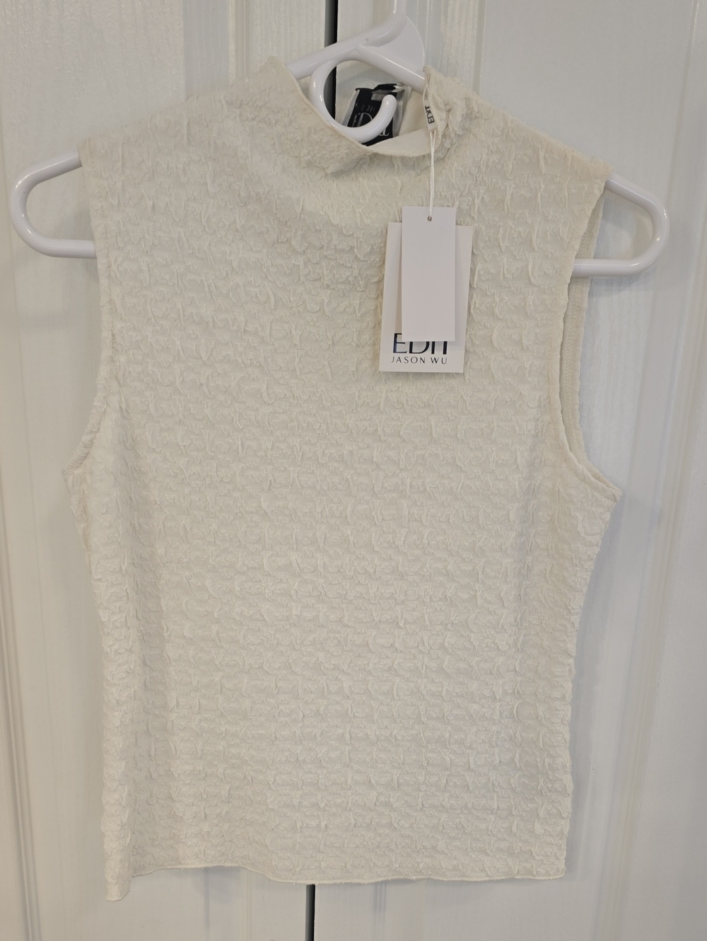Jason Wu Cream Textured Mock-Neck Sleeveless Top